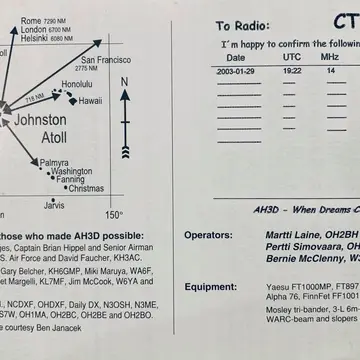 Everybody knows I'm obsessed by Atolls. Here's Johnston Atoll QSL card. #hamradio #atoll #qslcard