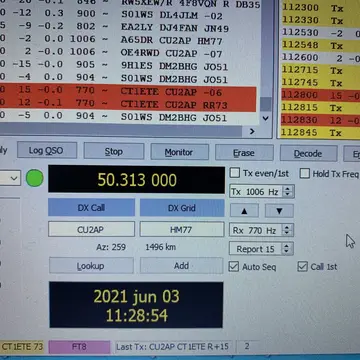 FT8 IC-705 7w Buddipole indoor #FT8 #hamradio #50MHz #6m #icom #qrp
