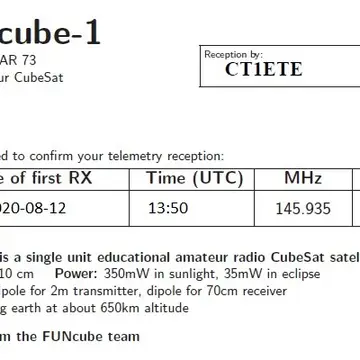 FUNcube-1 QSL card #amsat